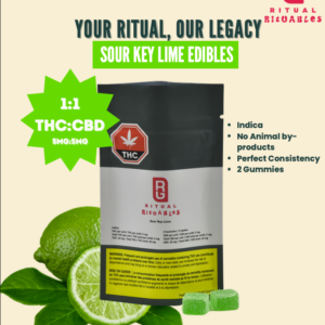 Sour Key Lime Indica Edible Gummies 2 x 5mg